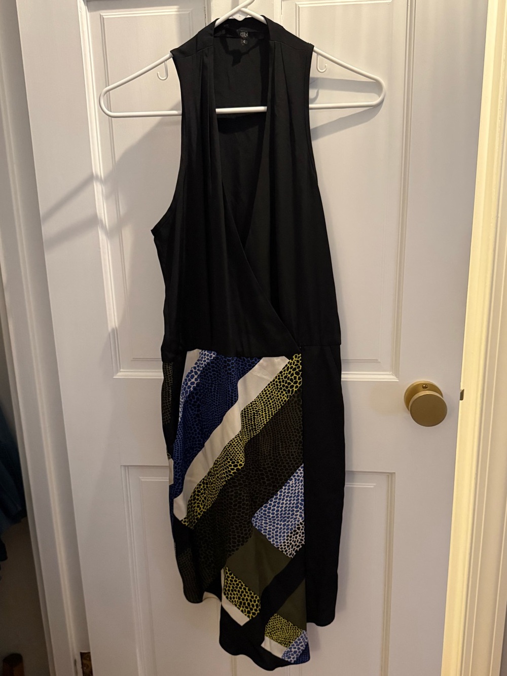 Tibi Black Sleeveless Wrap Midi Dress